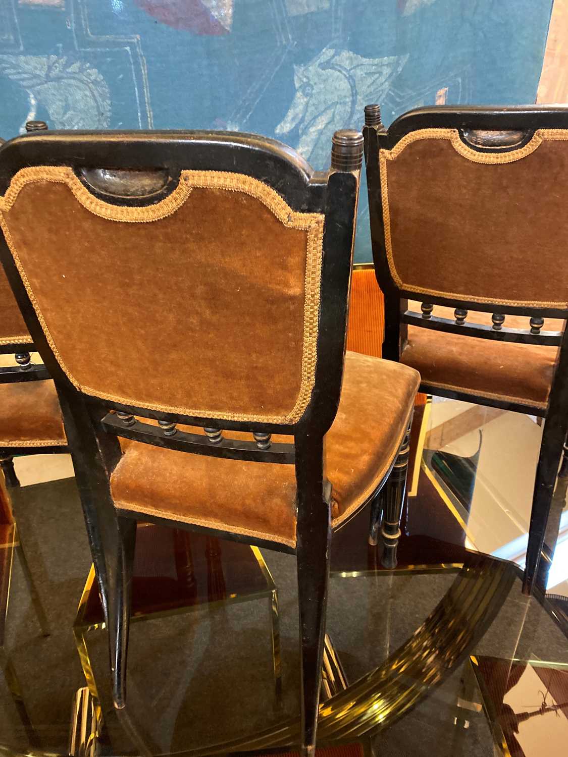 A set of four Aesthetic ebonised chairs, - Image 13 of 13