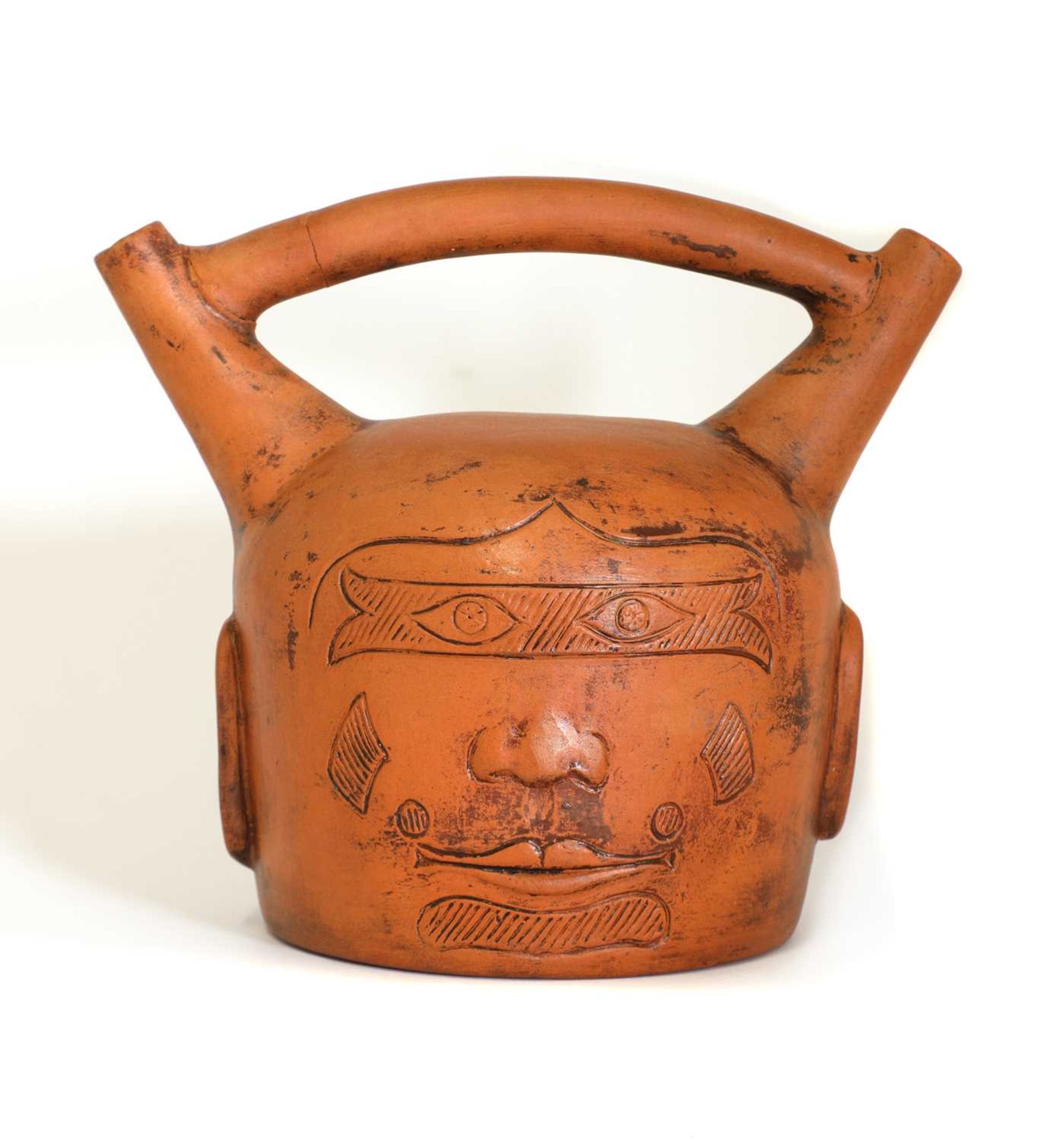 A Linthorpe pottery 'Peruvian' whistling flask,