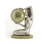 An Art Deco cold-painted bronze desk clock,