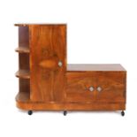 An Art Deco walnut cabinet,