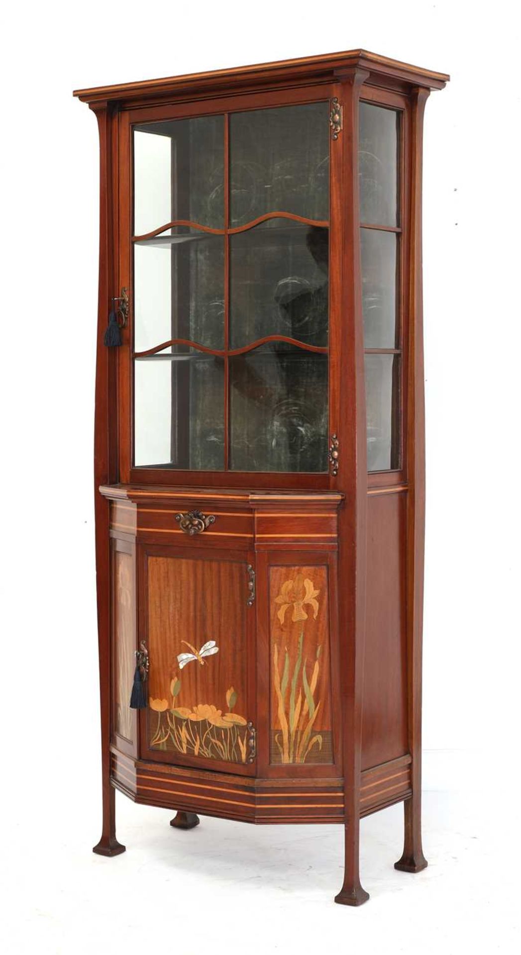 A mahogany inlaid display cabinet, - Image 2 of 5