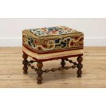 A walnut stool in the manner of A W N Pugin,