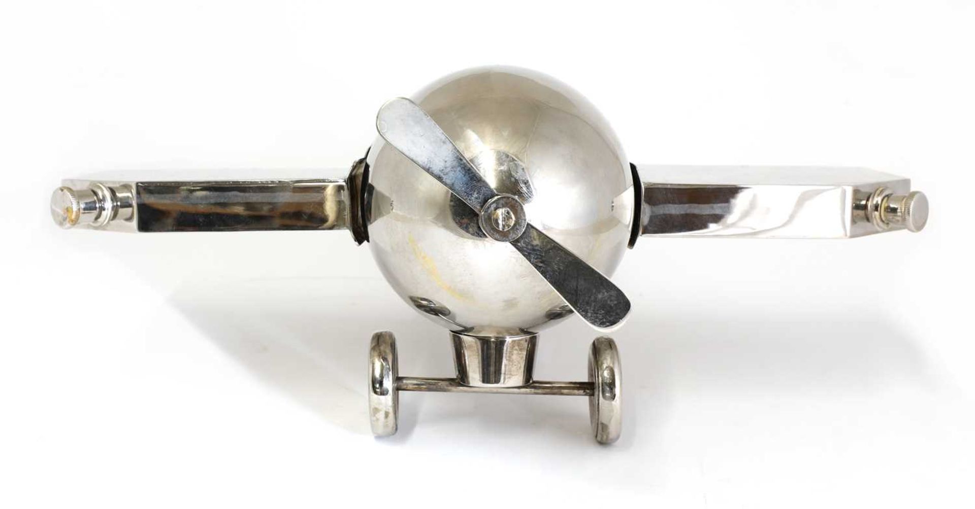 A novelty silver-plated 'monoplane' travelling bar cocktail set, - Image 4 of 8