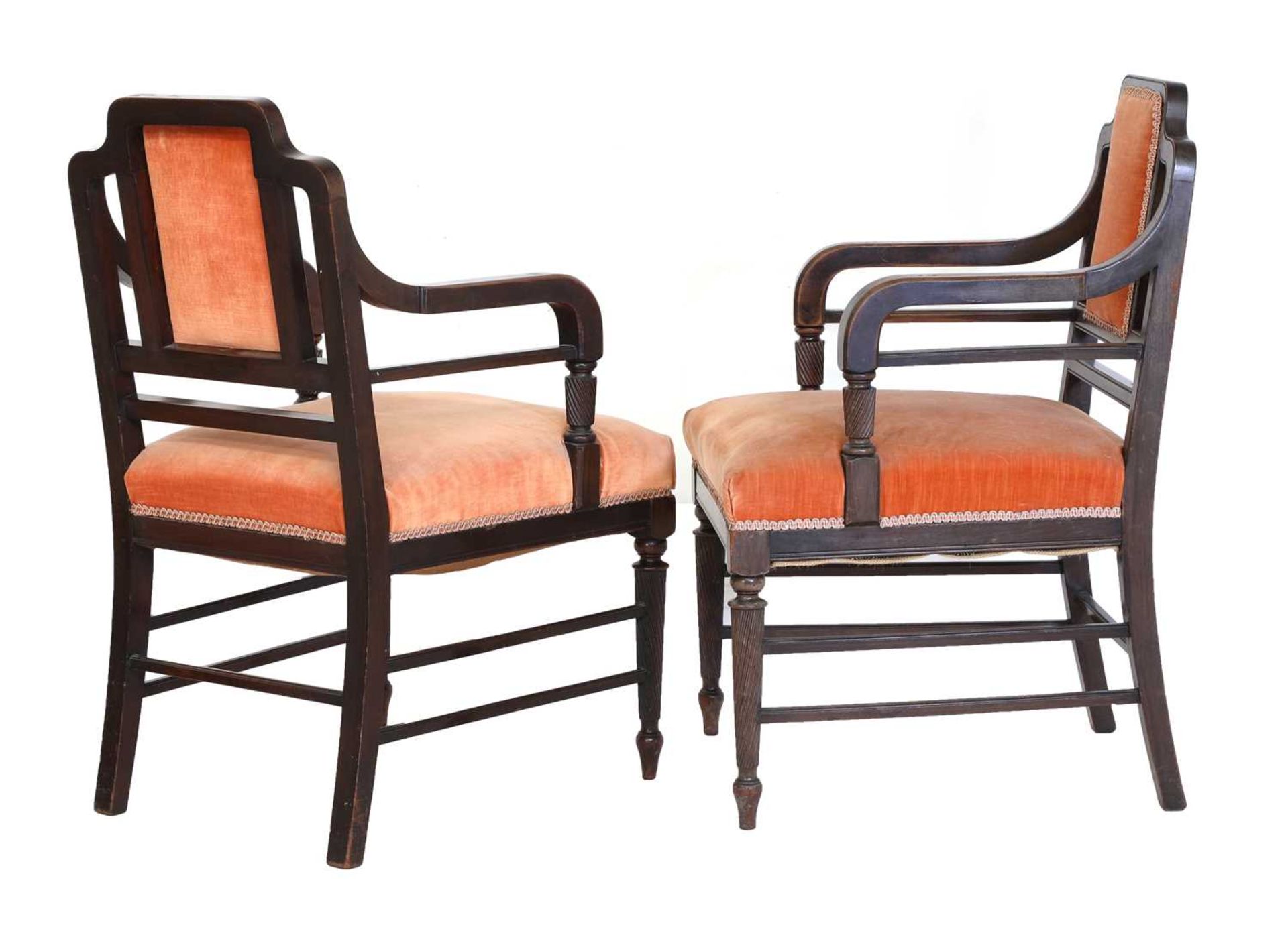 A pair of mahogany library chairs, - Image 3 of 3