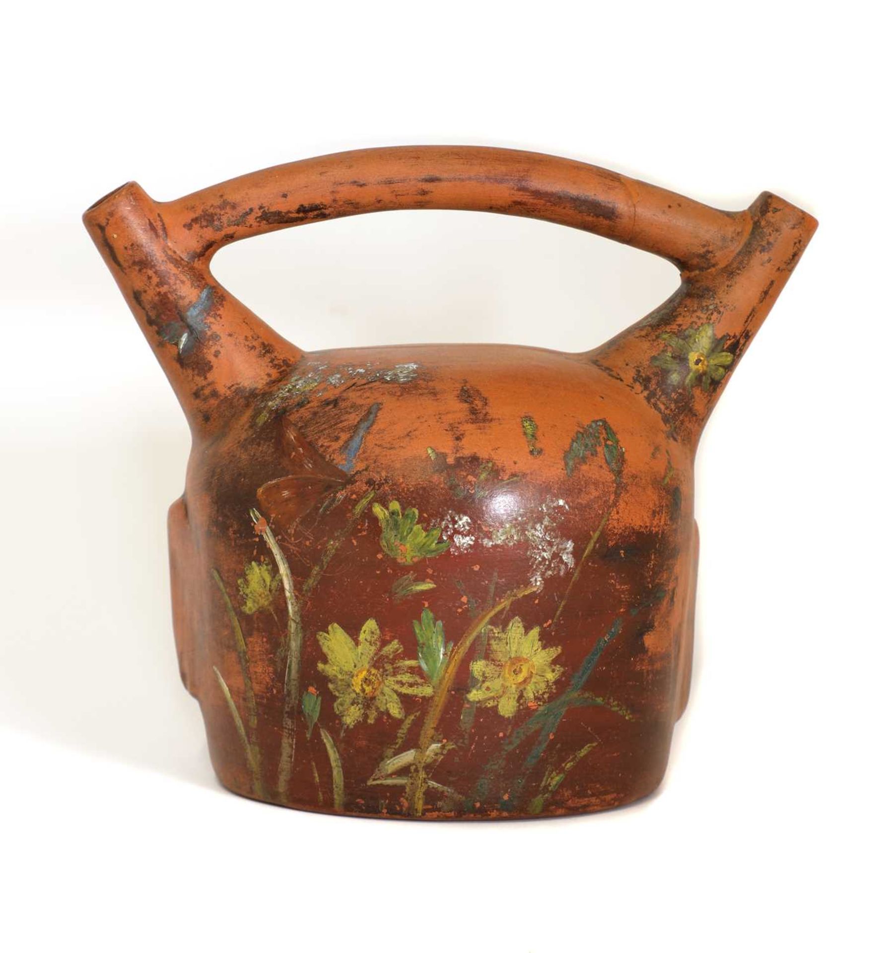 A Linthorpe pottery 'Peruvian' whistling flask, - Image 2 of 4