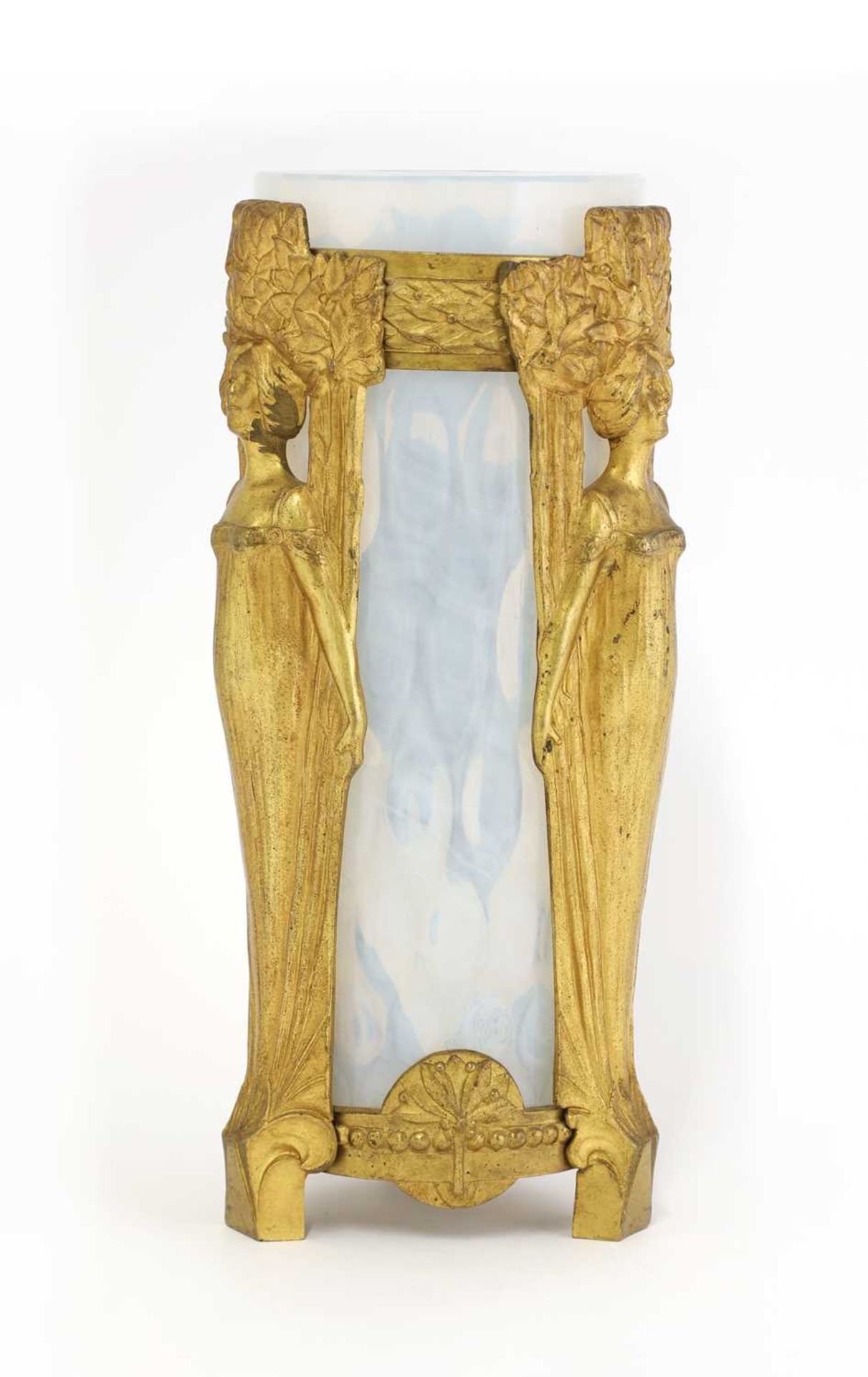 An Art Nouveau patinated bronze vase, - Bild 2 aus 2
