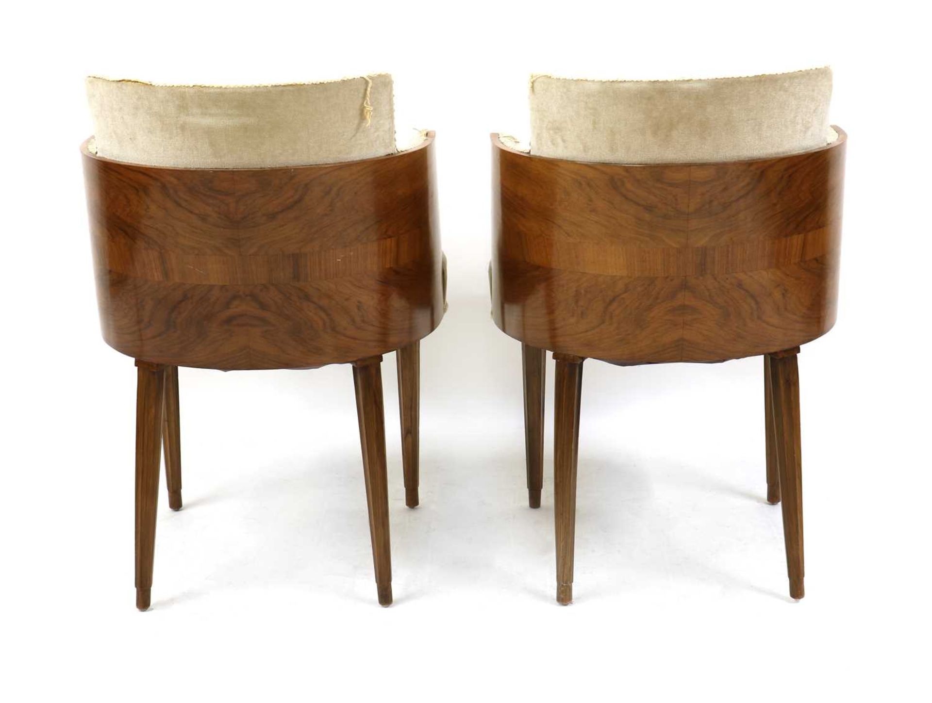 A pair of Art Deco walnut armchairs, - Bild 2 aus 4