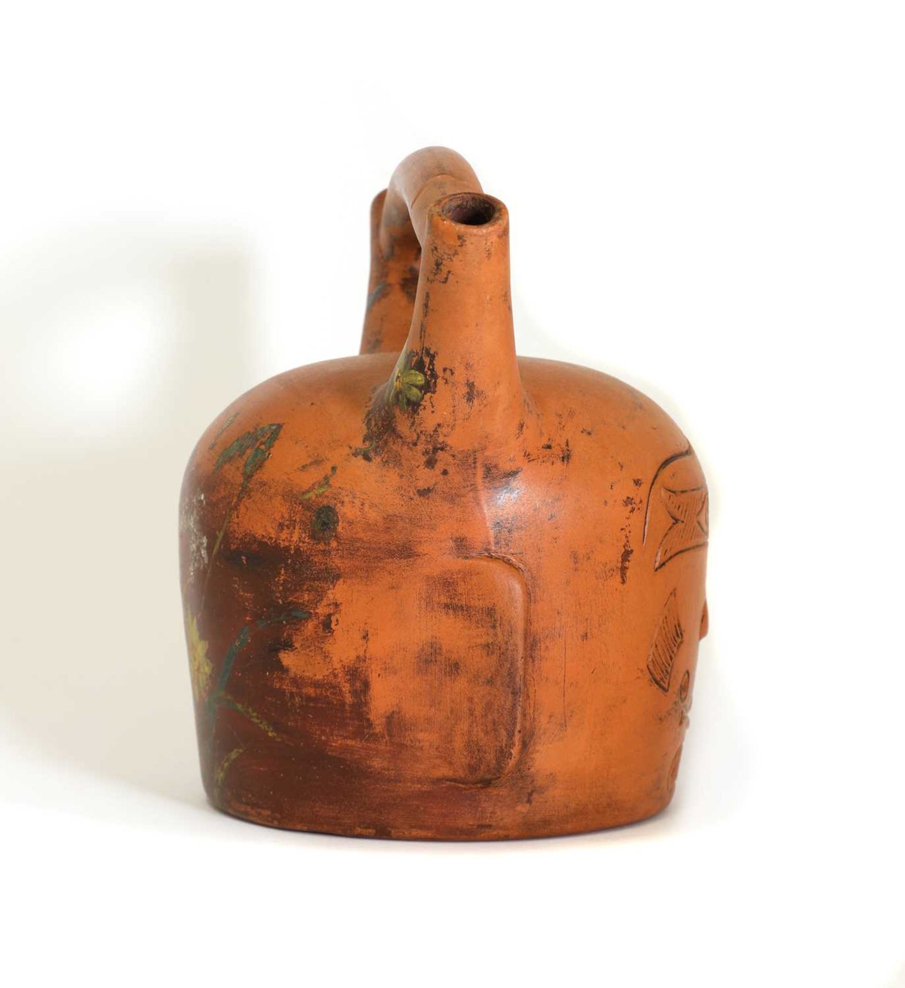 A Linthorpe pottery 'Peruvian' whistling flask, - Image 3 of 4