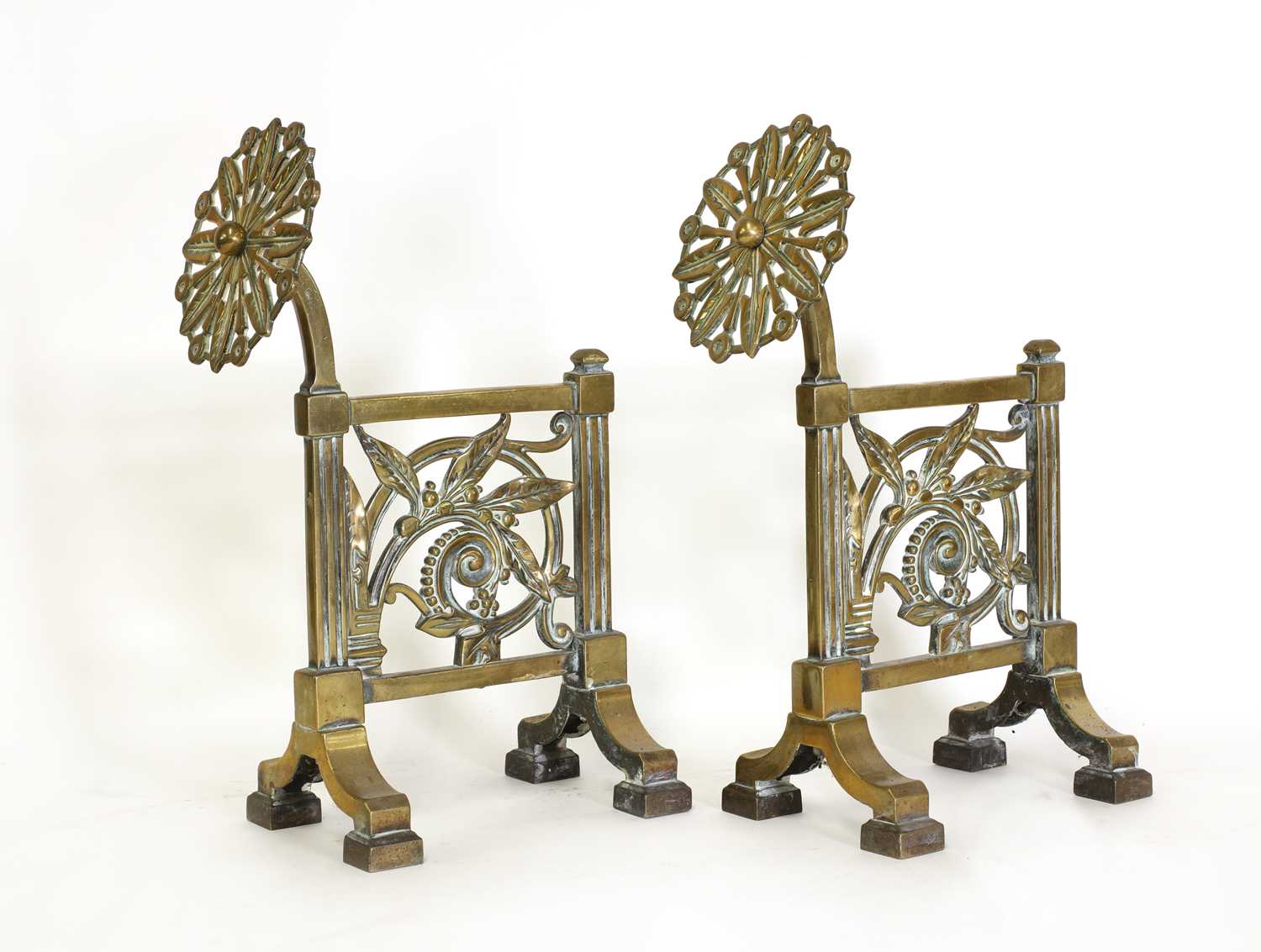 A pair of cast brass andirons, - Image 3 of 4