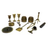 A collection of brass curios,
