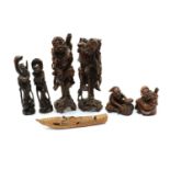 A collection of Chinese wood carvings,