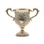 An Irish silver twin handled trophy,