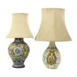 Two Italian faience table lamps