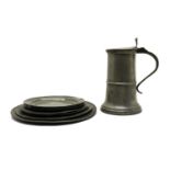 A Continental pewter flagon,