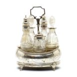 A George III silver cruet stand,