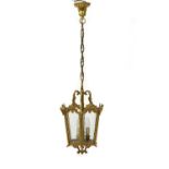 A gilt brass hexagonal hall lantern