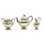 An early Victorian silver three-piece tea service,