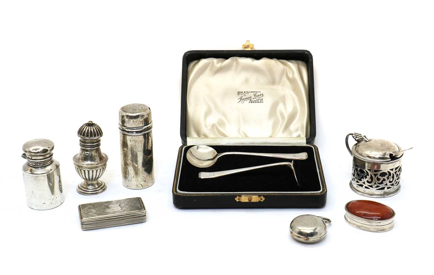 A cased George V silver christening set,