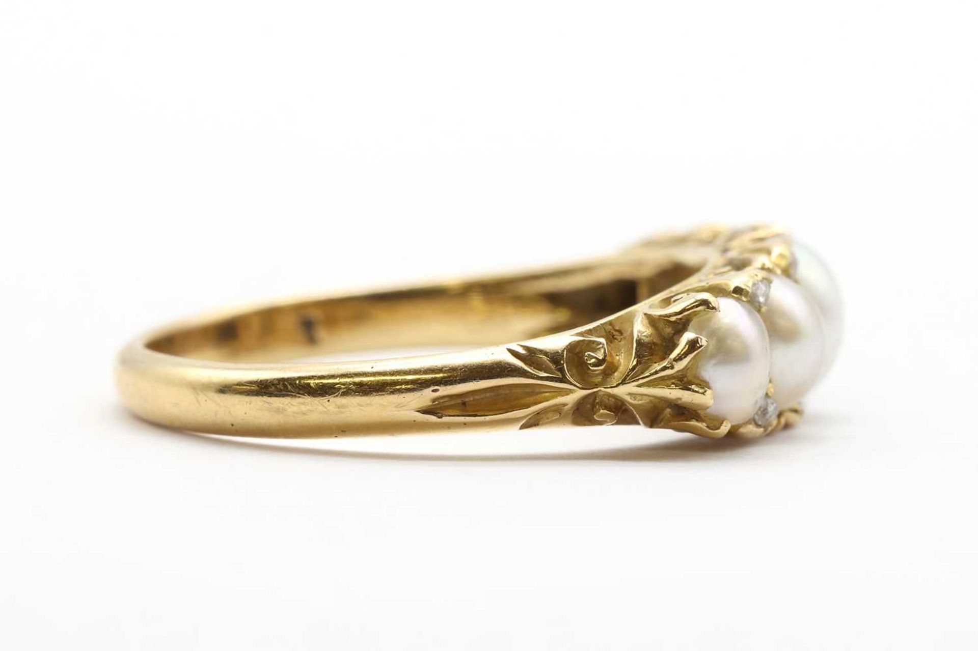 An Edwardian 18ct gold split pearl and diamond ring, - Image 2 of 3
