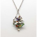 An Austro-Hungarian silver enamel gem-set pendant,