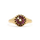 A gold ruby cluster ring,