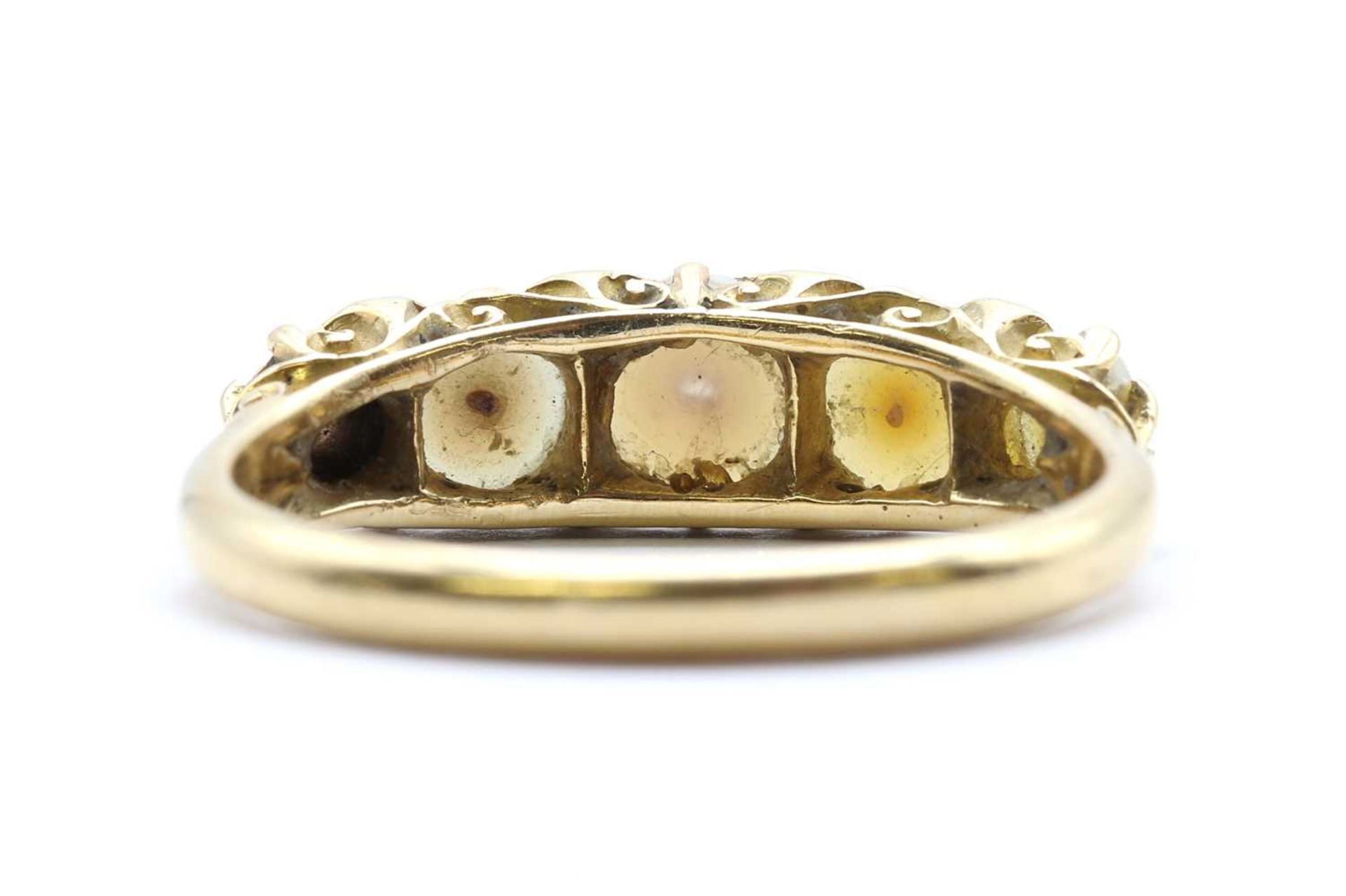 An Edwardian 18ct gold split pearl and diamond ring, - Image 3 of 3
