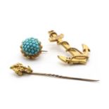 A Victorian 9ct gold hollow anchor brooch,