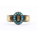 An Austrian gold turquoise set garter ring,