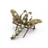 A Continental low grade silver gilt butterfly brooch,