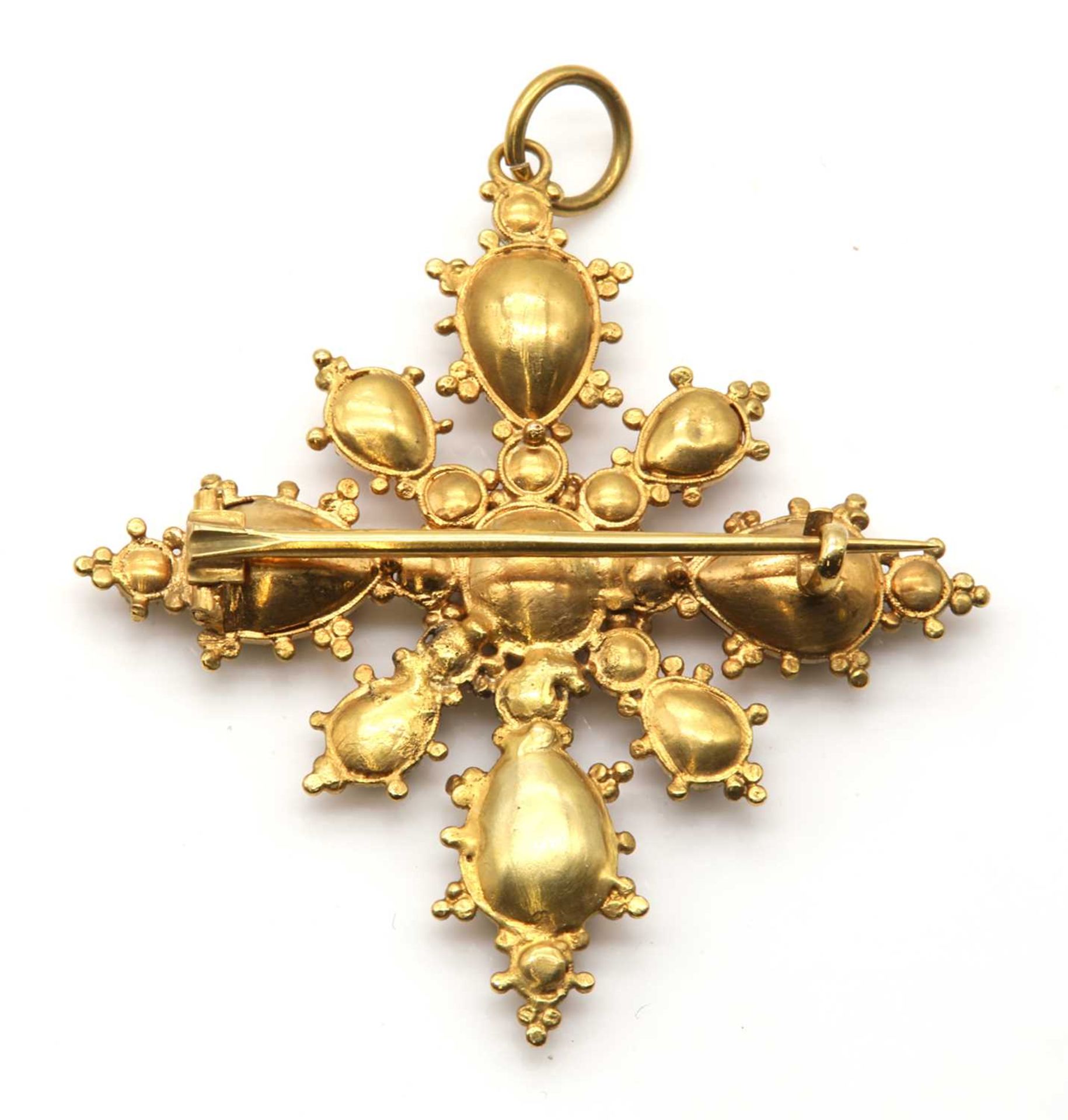 A Regency foiled garnet and split pearl brooch/pendant, - Image 2 of 2