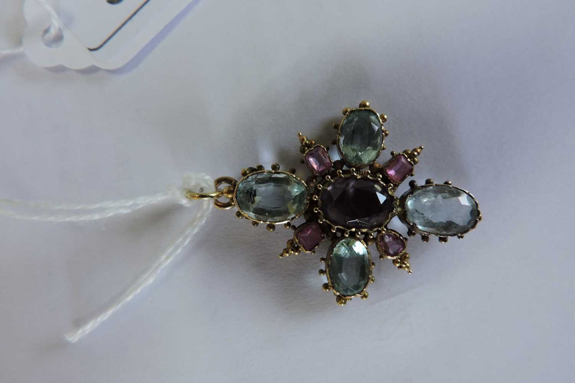 A Regency amethyst, aquamarine and ruby cross, - Image 4 of 6