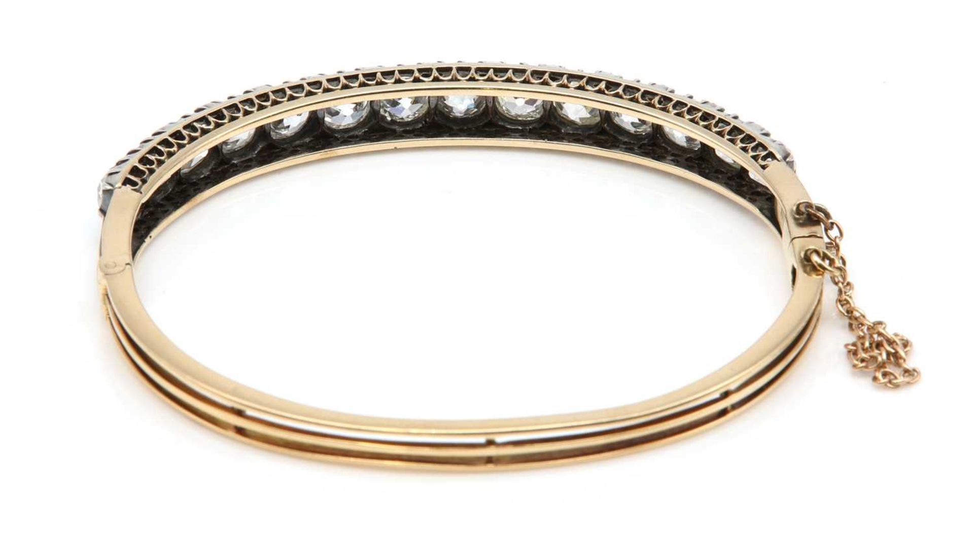 A late Victorian diamond set hinged bangle, - Image 3 of 4