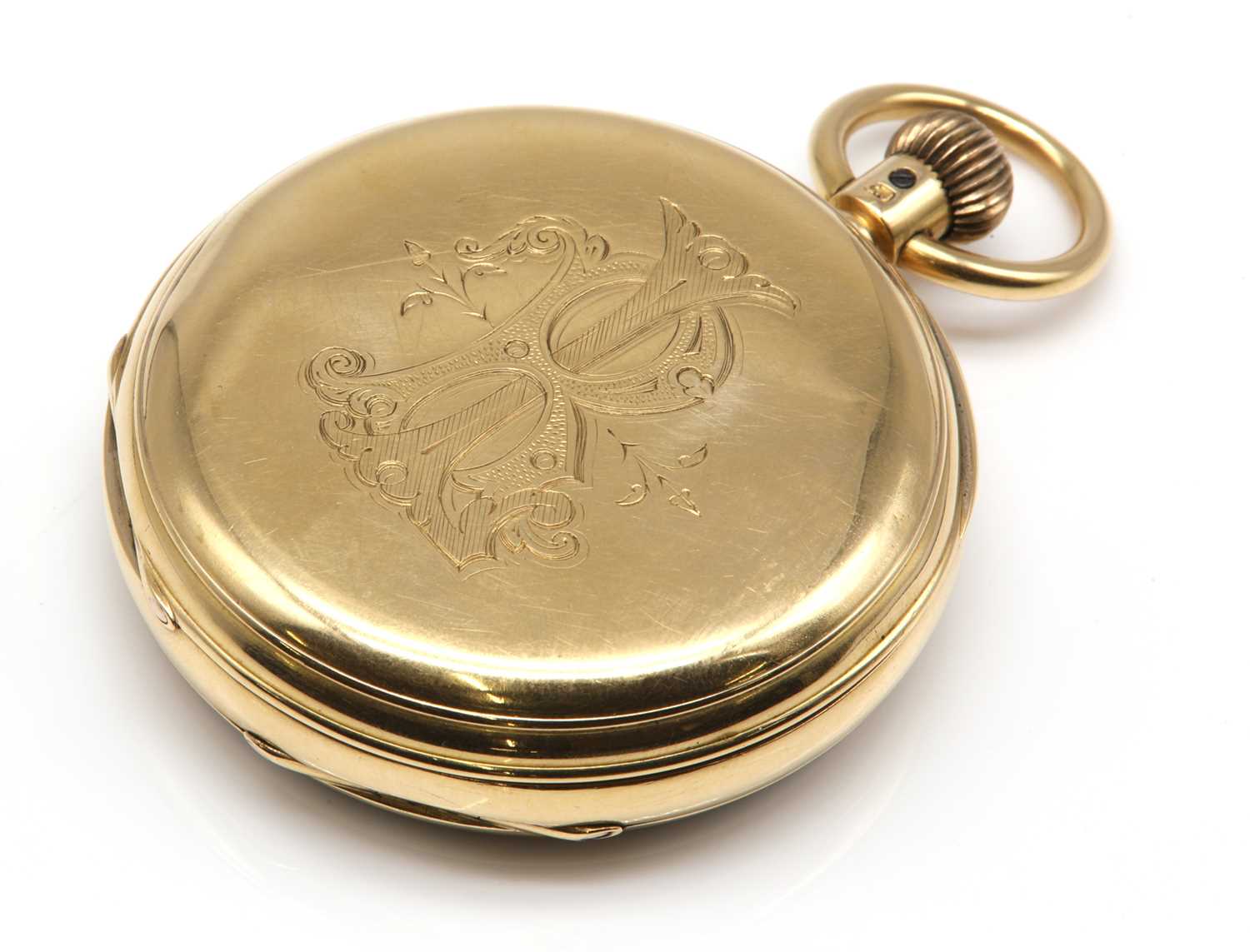 An 18ct gold lever set open faced chronograph pocket watch, - Image 2 of 5