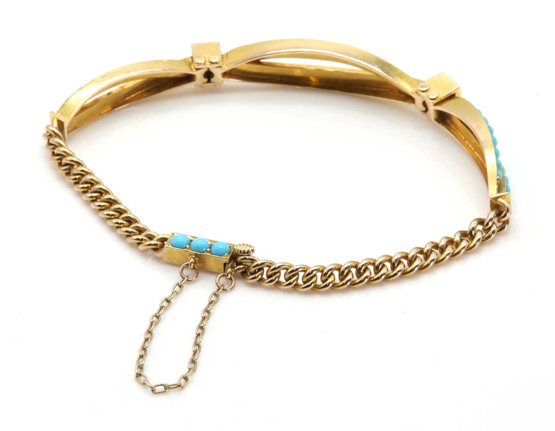 An Edwardian turquoise and diamond bracelet, - Image 2 of 2