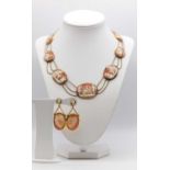 An early 19th century carved shell cameo necklace and earrings suite,