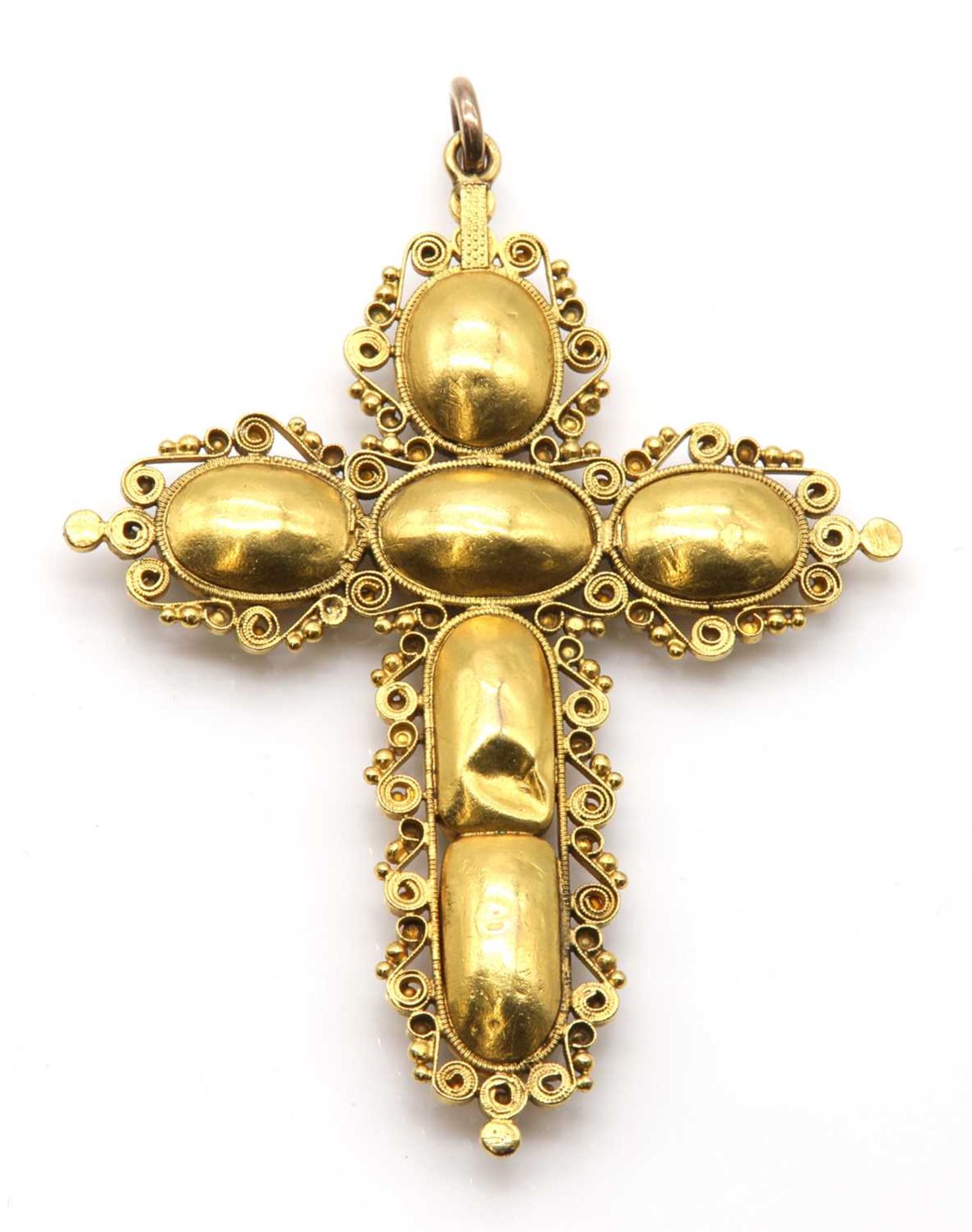 A Regency amethyst cannetille cross pendant, - Bild 2 aus 2