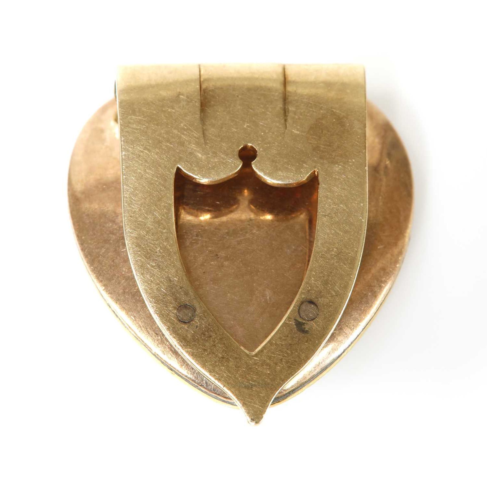 A late Georgian amethyst, citrine, diamond and enamel, heart shaped clip brooch, - Image 2 of 3