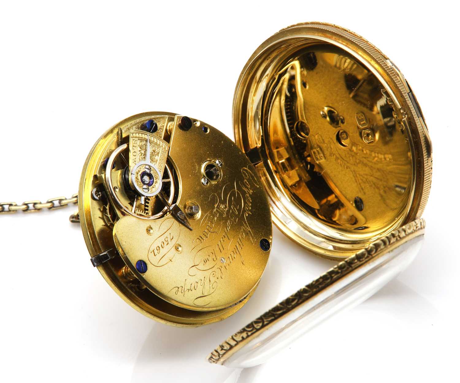 An 18ct gold key wind open faced pocket watch, - Image 3 of 3