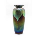 An iridescent glass vase,