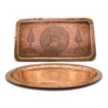 A Persian copper tray,