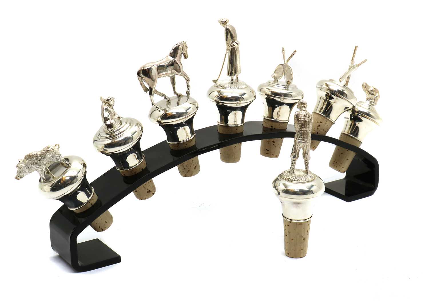 A group of eight modern silver novelty bottle stoppers, - Image 2 of 2