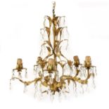 A gilt metal chandelier,