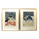 A pair of Japanese woodblock prints,