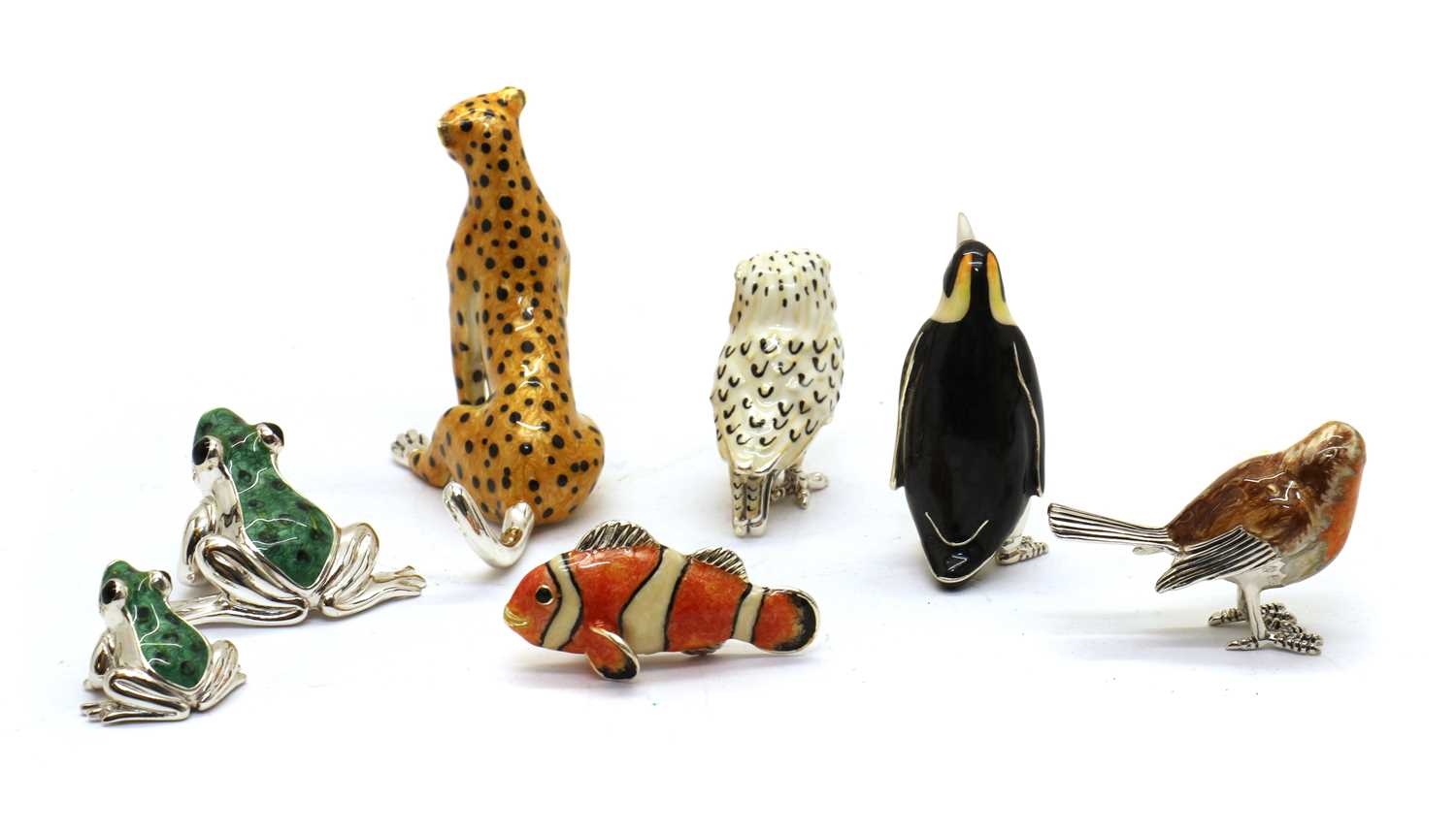 A collection of six modern silver and enamelled animals, - Image 2 of 2