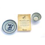 A Chinese Nanking Cargo blue and white porcelain tea bowl and saucer,