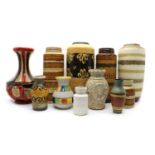 A collection of West German pottery vases,
