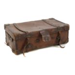 A leather travelling trunk