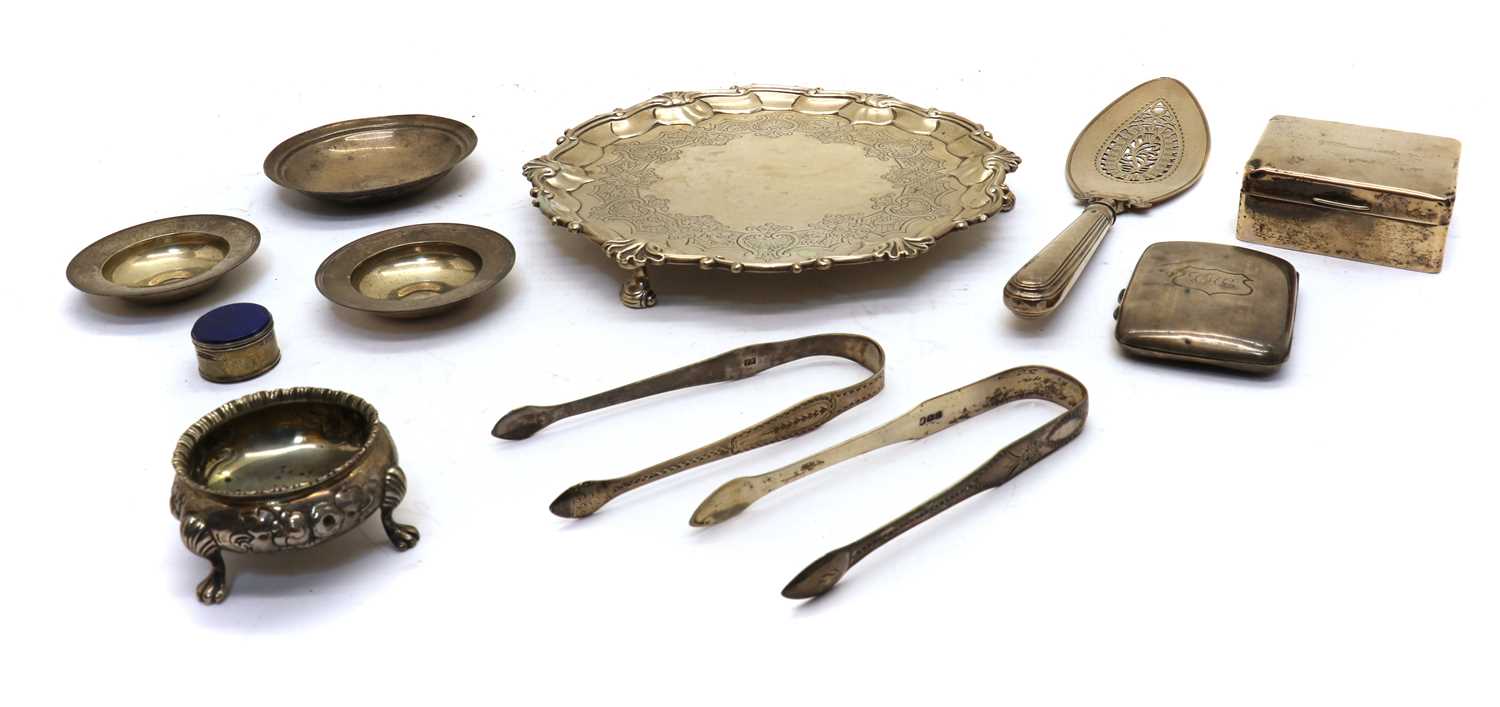 A collection of silver items,