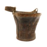 A painted leather fire bucket,