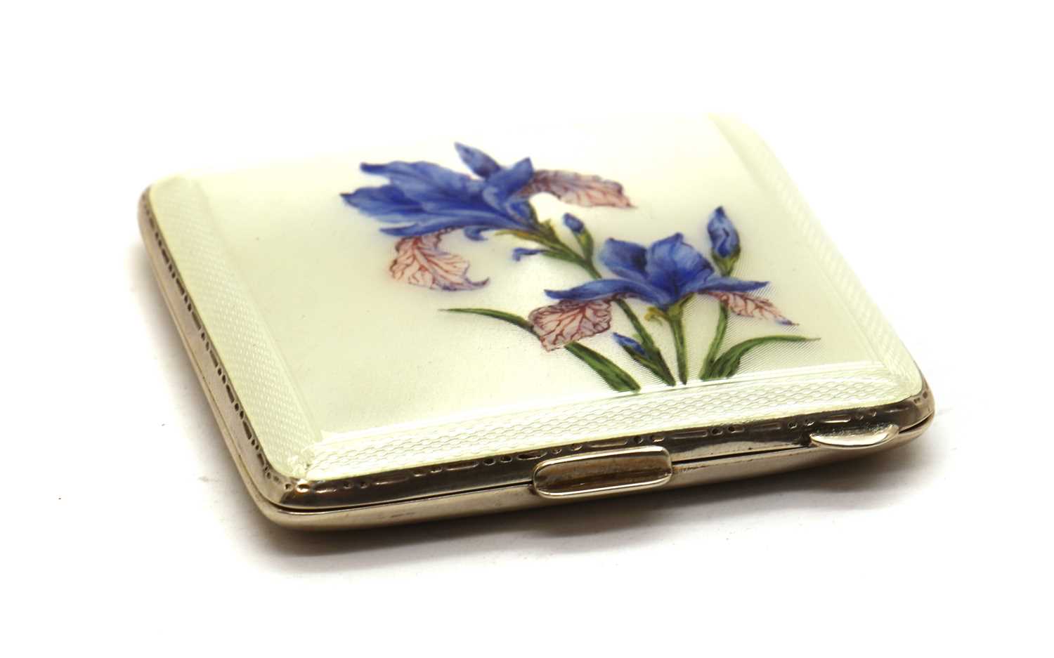 A silver and enamelled compact,